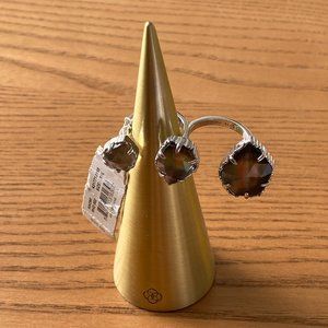 NWT Kendra Scott Naomi double ring, silver, black abalone